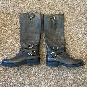 FRYE Women's Veronica Criss Cross Tall Boot US Woman’s 6 Brushed Black EUC